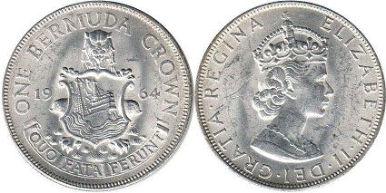 coin Bermuda 1 crown 1964