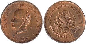 coin Mexico 5 centavos 1954
