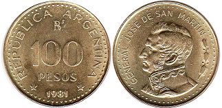 coin Argentina 100 pesos 1981
