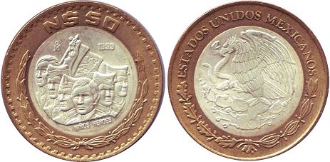 coin Mexico 50 pesos 1993