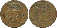 coin Netherlands 1/2 cent 1863