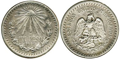 Mexican coin 1 peso 1919