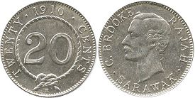 coin Sarawak 20 cents 1910