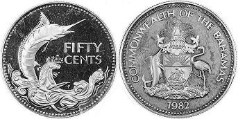 coin Bahamas 50 cents 1982