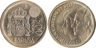 coin Spain 500 pesetas 2001