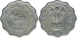 coin India 1 anna 1950