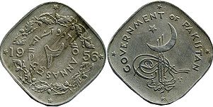coin Pakistan 2 anna 1956