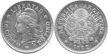 coin Argentina 10 centavos 1882