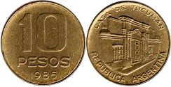 coin Argentina 10 pesos 1985