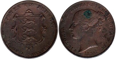 coin Jersey 1/13 of shilling 1861