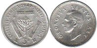 old coin South Africa 3 pence 1949