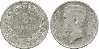coin Belgium 2 francs 1912