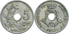 coin Belgium 5 centimes 1902