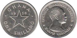 coin Ghana one shilling 1958