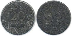 coin Poland 20 grosch 1941-1944 WW2