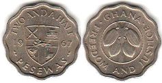 coin Ghana 2 1/2 two and half pesewas 1967