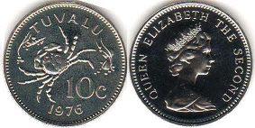 coin Tuvalu 10 cents 1976