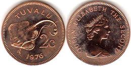 coin Tuvalu 2 cents 1976