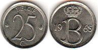 coin Belgium 25 centimes 1965