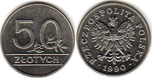coin Poland 50 zlotych 1990