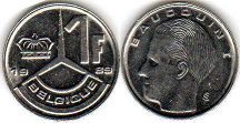 coin Belgium 1 franc 1989