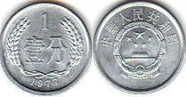 coin chinese 1 fen 1976