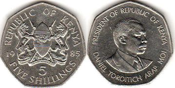 coin Kenya 5 shillings 1985