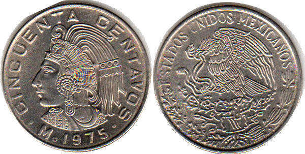 Mexican coin 50 centavos 1975