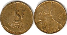 coin Belgium 5 francs 1986