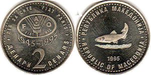 coin Macedonia 2 denari 1995