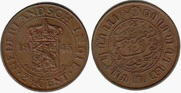 coin Netherlands East-Indies 2 1/2 cents 1945