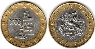 coin San Marino 1000 lire 1997