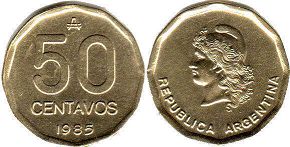 coin Argentina 50 centavos 1988