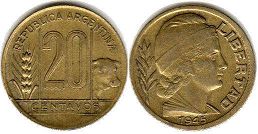 coin Argentina 20 centavos 1945