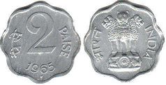coin India 2 paise 1965