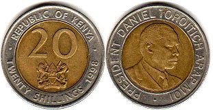 coin Kenya 20 shillings 1998