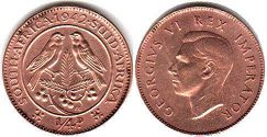 old coin South Africa 1/4 penny 1942