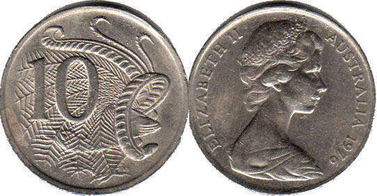 australian coin 10 cents 1976 Elizabeth II