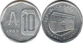 coin Argentina 10 australes 1989