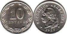 coin Argentina 10 centavos 1937