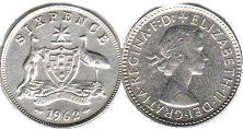 australia nsilver coin 6 pence 1962 Elizabeth II