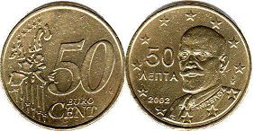coin Greece 50 euro cent 2002