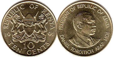 coin Kenya 10 cents 1991