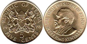 coin Kenya 5 cents 1978