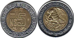 coin Mexico 5 pesos 1993