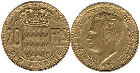 coin Monaco 20 francs 1951