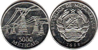 coin Mozambique 5000 meticais 1998