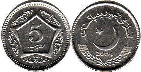 coin Pakistan 5 rupees 2004 