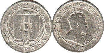 coin Jamaica 1 penny 1910