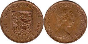 coin Jersey 2 new pence 1980